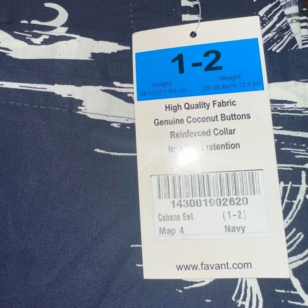 ⭐️NWT⭐️ Boy's Cabana Hawaiian Shirt and Short Set. Size 1-2( 18-24m)